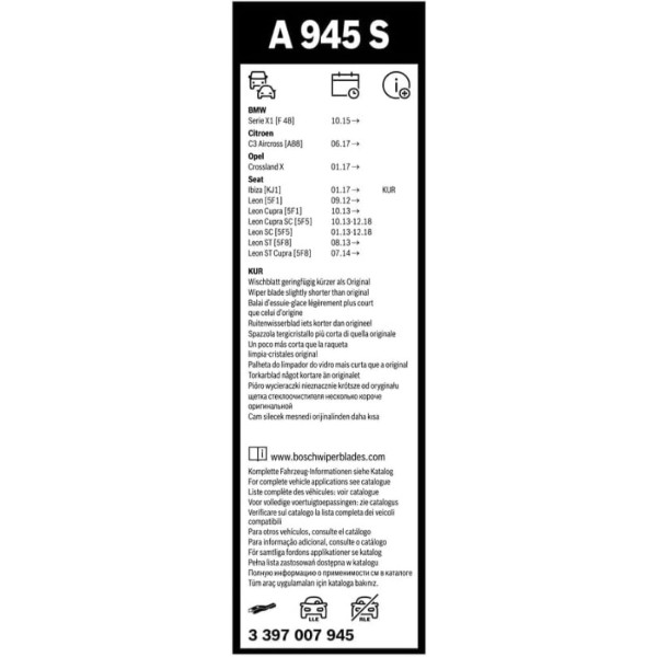 Фото - Щетка стеклоочистителя Bosch Aerotwin 650/400мм (3 397 007 945)